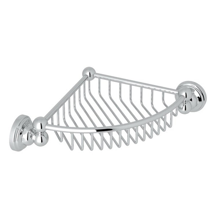 Basket Edwardian Corner Wall Mount 7-3/4 Inch Includes Basket and Mounting Hardware Polished Chrome Brass