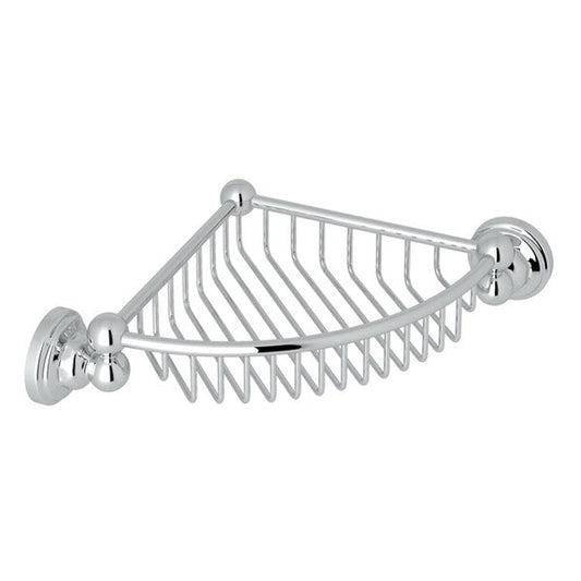Basket Edwardian Corner Wall Mount 7-3/4 Inch Includes Basket and Mounting Hardware Polished Chrome Brass